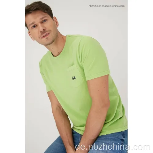 Herren Casual Pocket und Stickerei Kurzarm T-Shirt